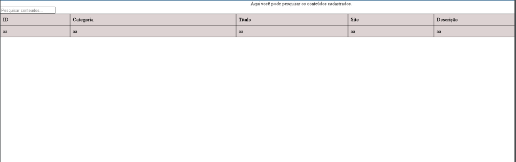 Tela Cadastro de Contatos